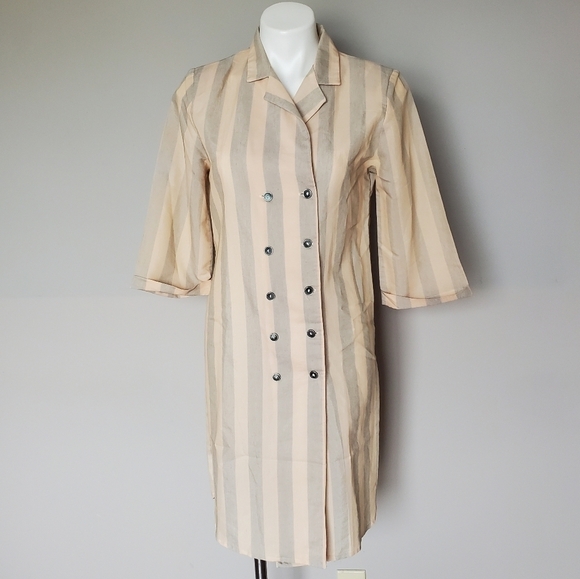 Vintage Byer Too! Cotton Blend Stripe Shirt Dress Made in the USA - Picture 3 of 5